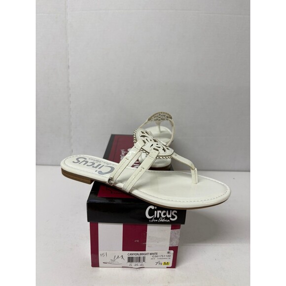 Circus NY by Sam Edelman Canyon Bright White Medallion Flat Sandals Women's 7.5M - Picture 1 of 7